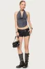 Syra Zipper Low Rise Denim Shorts sold by Edikted
