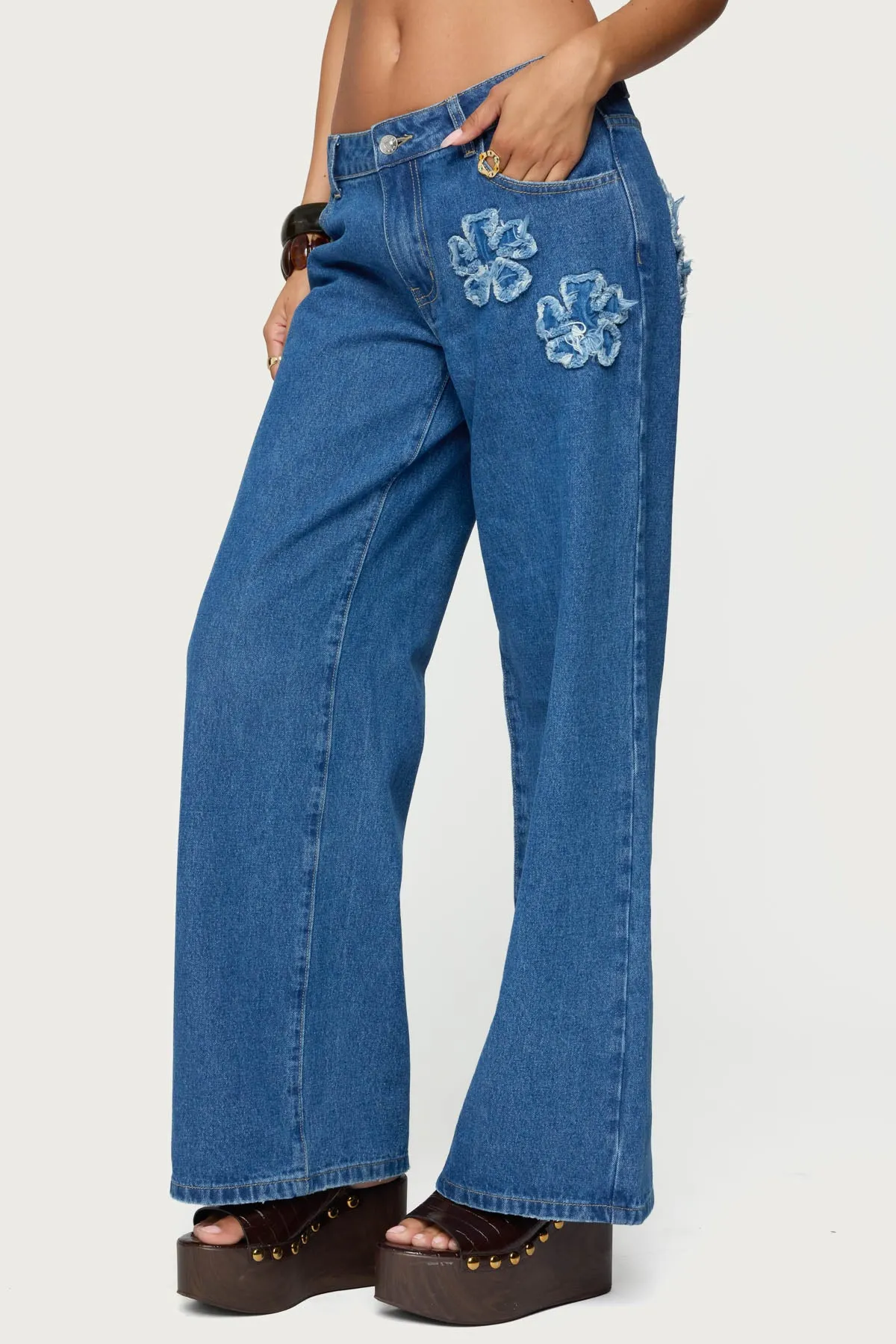 Flower Patch Low Rise Baggy Jeans sold by Edikted product image thumbnail 3