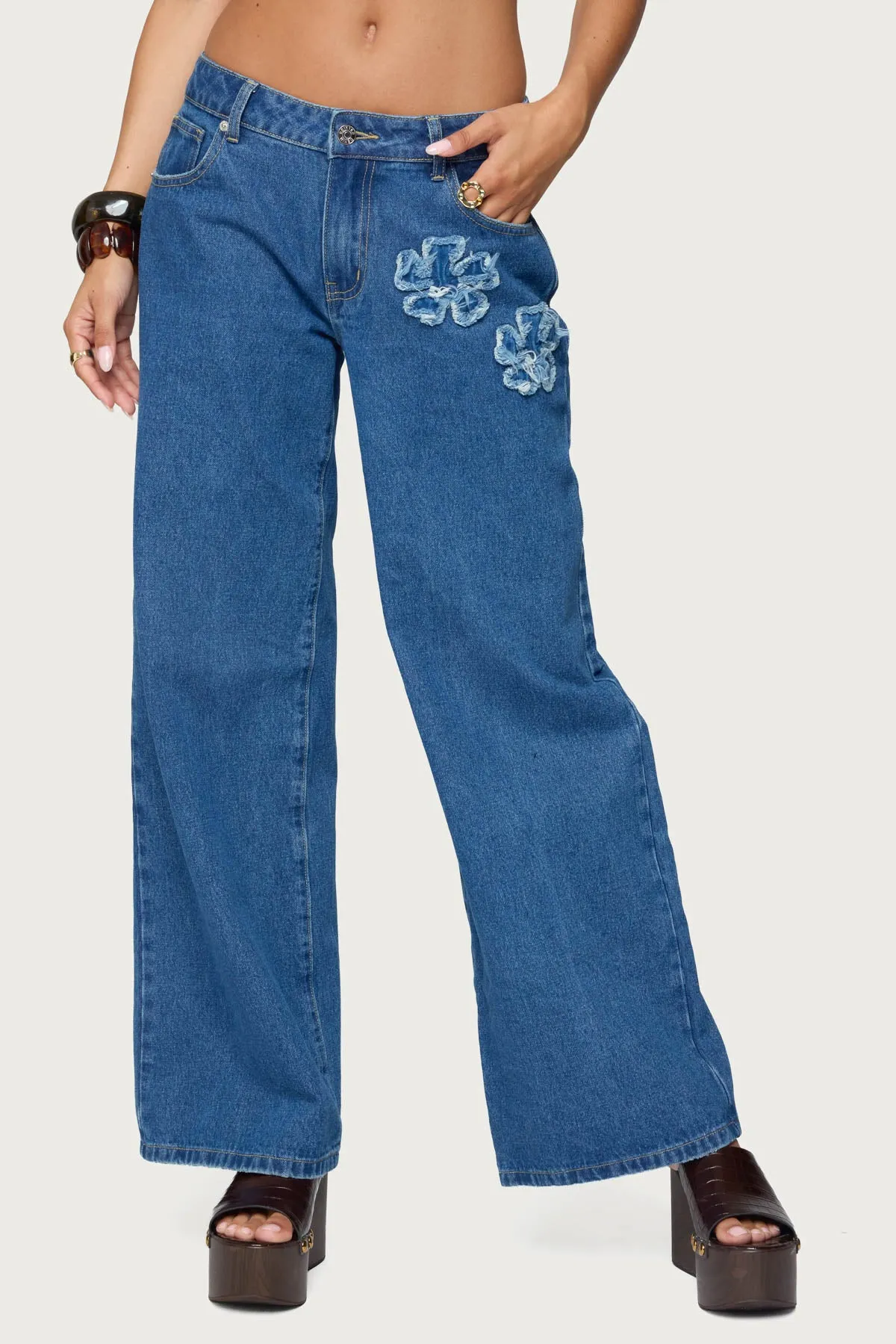 Flower Patch Low Rise Baggy Jeans sold by Edikted product image thumbnail 2