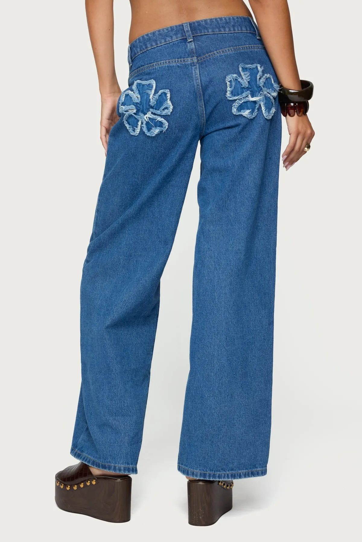 Flower Patch Low Rise Baggy Jeans sold by Edikted product image thumbnail 4