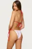 Leigh Polka Dot Triangle Bikini Top sold by Edikted