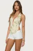 Beaded Chiffon Backless Cowl Neck Top sold by Edikted