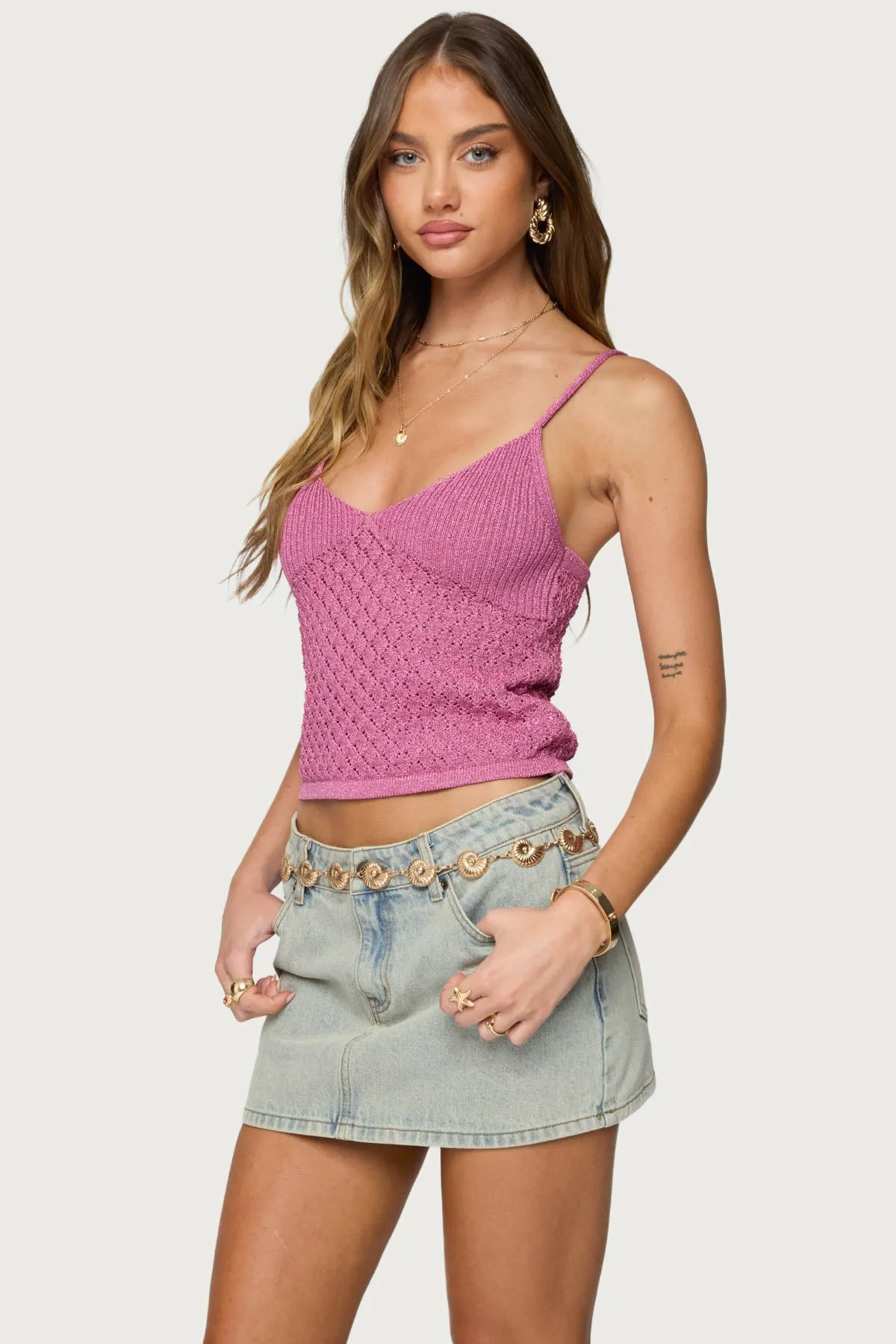Frankey Sparkly Textured Knit Tank Top sold by Edikted product image thumbnail 3