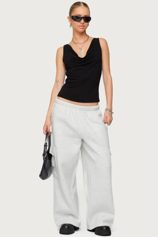 Petite Wide Leg Cargo Sweatpants made by Edikted