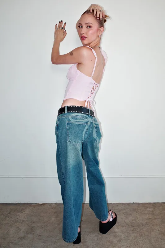 Petite Vyxen Vintage Washed Low Rise Jeans sold by Edikted