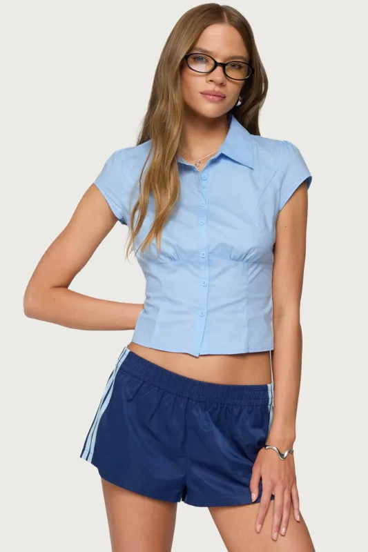 Massie Tailored Button Up Shirt sold by Edikted