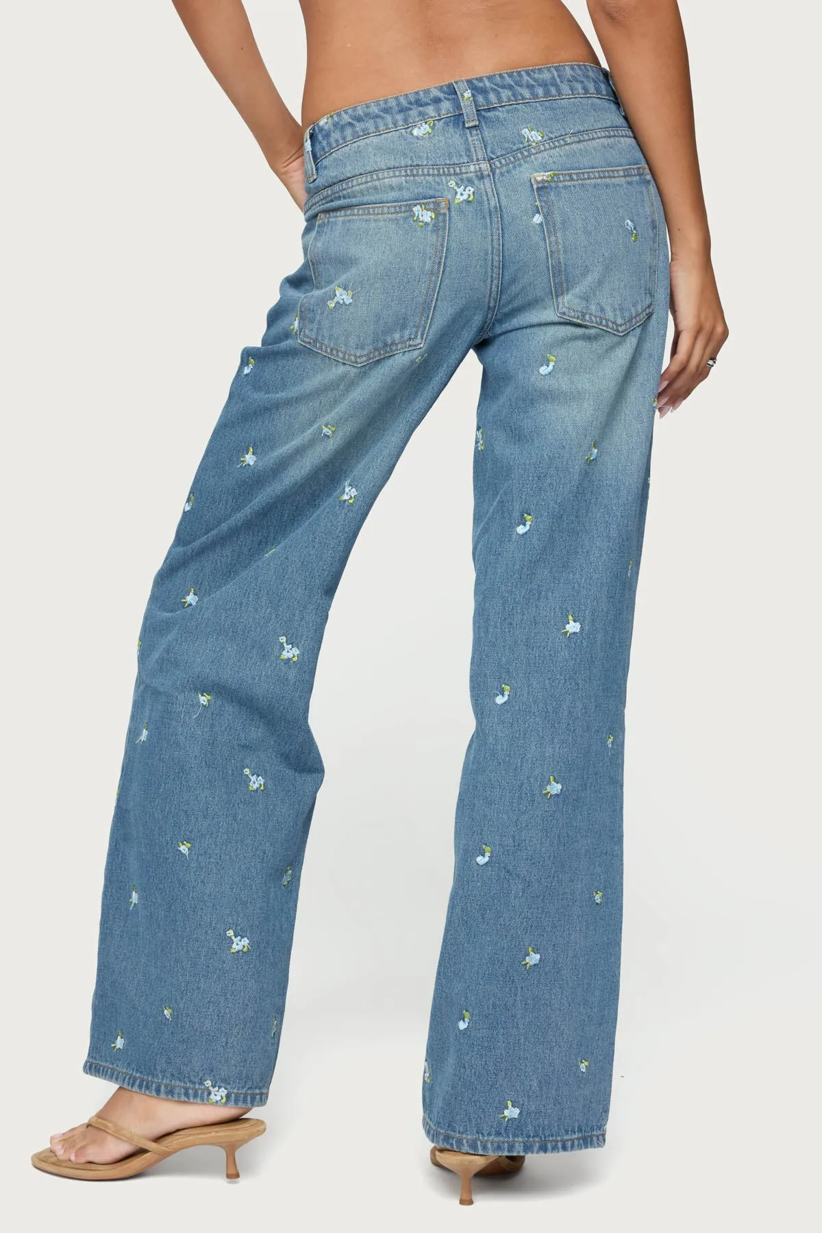 Edna Embroidered Floral Low Rise Baggy Jeans sold by Edikted product image thumbnail 5