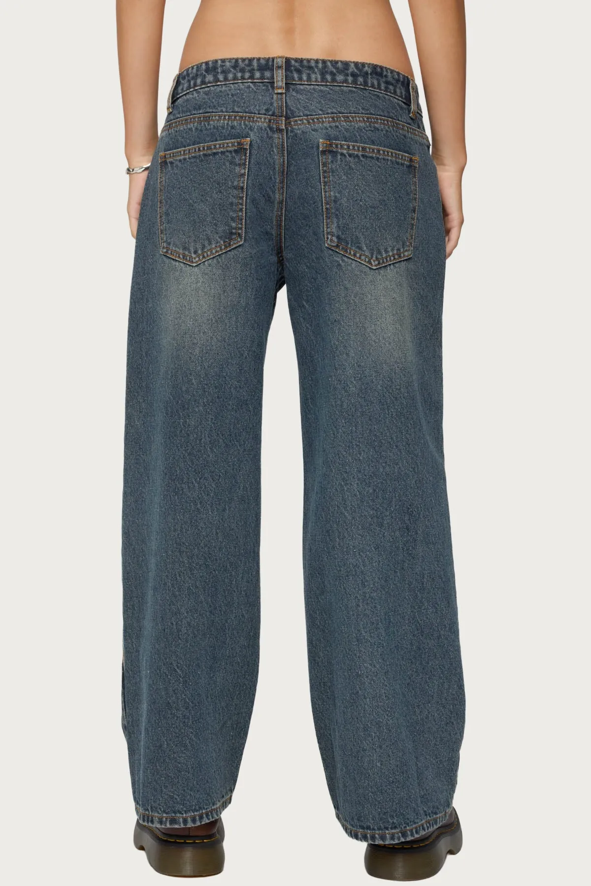 Petite Contrast Panel Low Rise Jeans sold by Edikted product image thumbnail 5