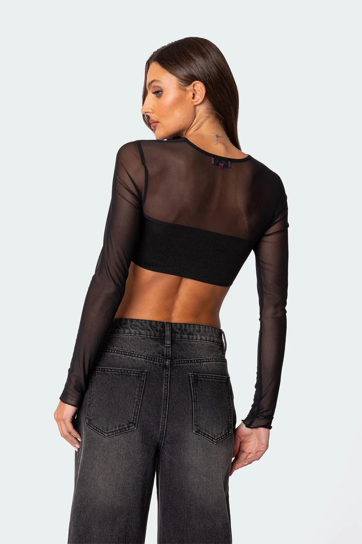 Night Out Sheer Crop Top sold by Edikted product image thumbnail 4