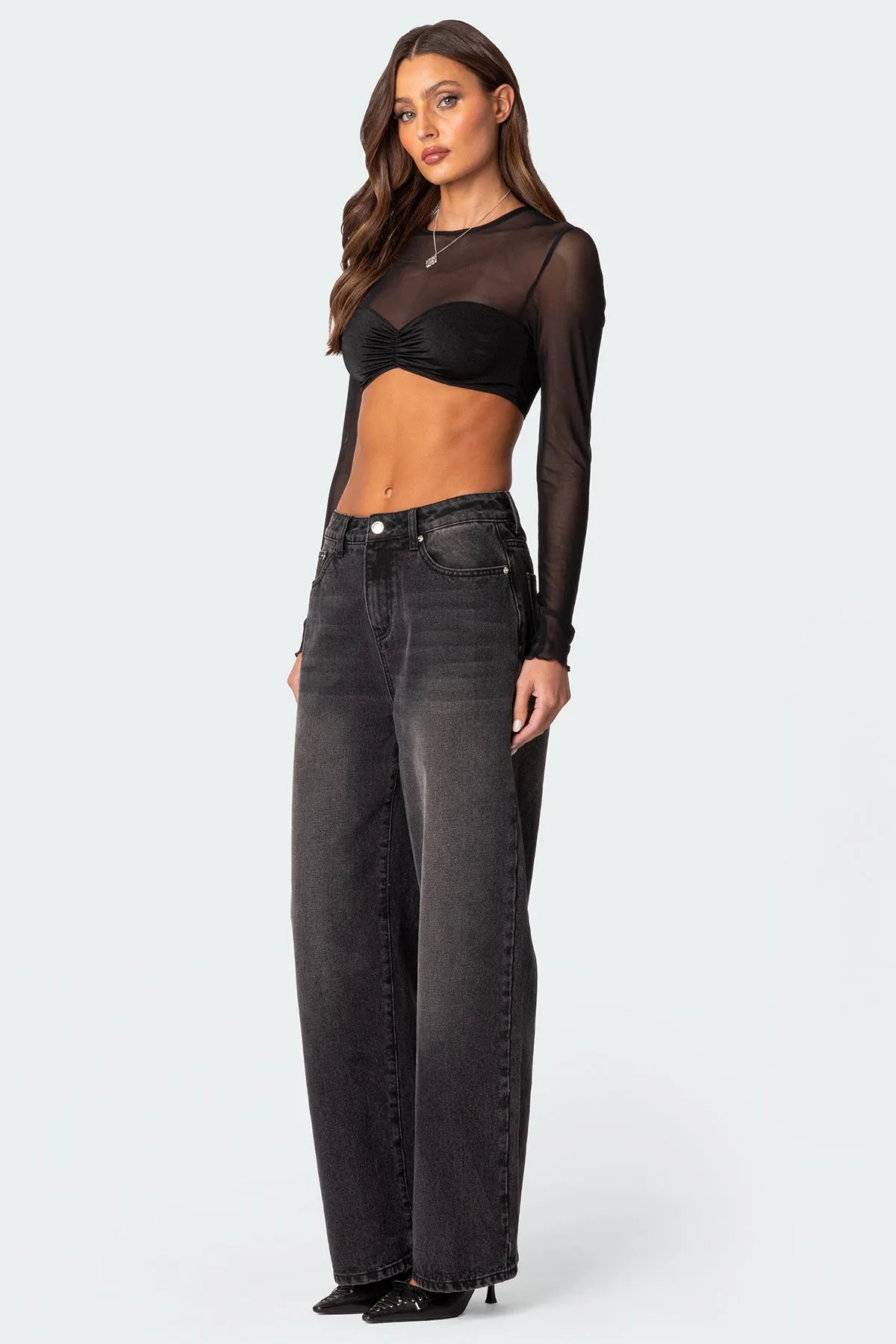 Night Out Sheer Crop Top sold by Edikted product image thumbnail 5
