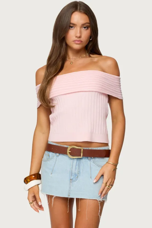 Blythe Ribbed Knit Fold Over Top sold by Edikted