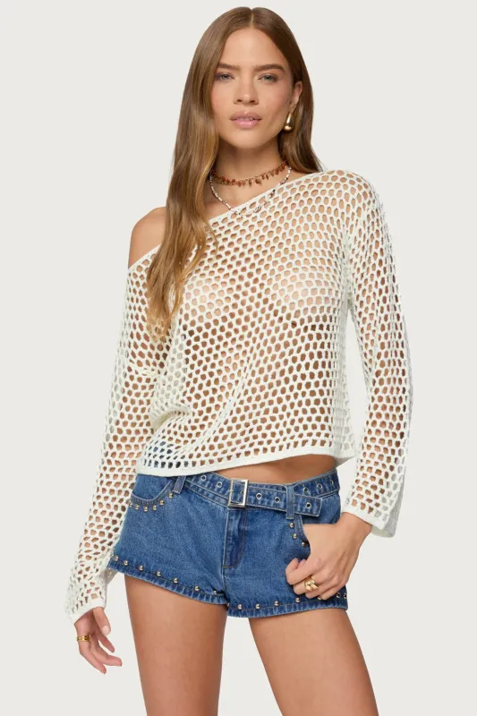 Kalley Off Shoulder Crochet Top sold by Edikted