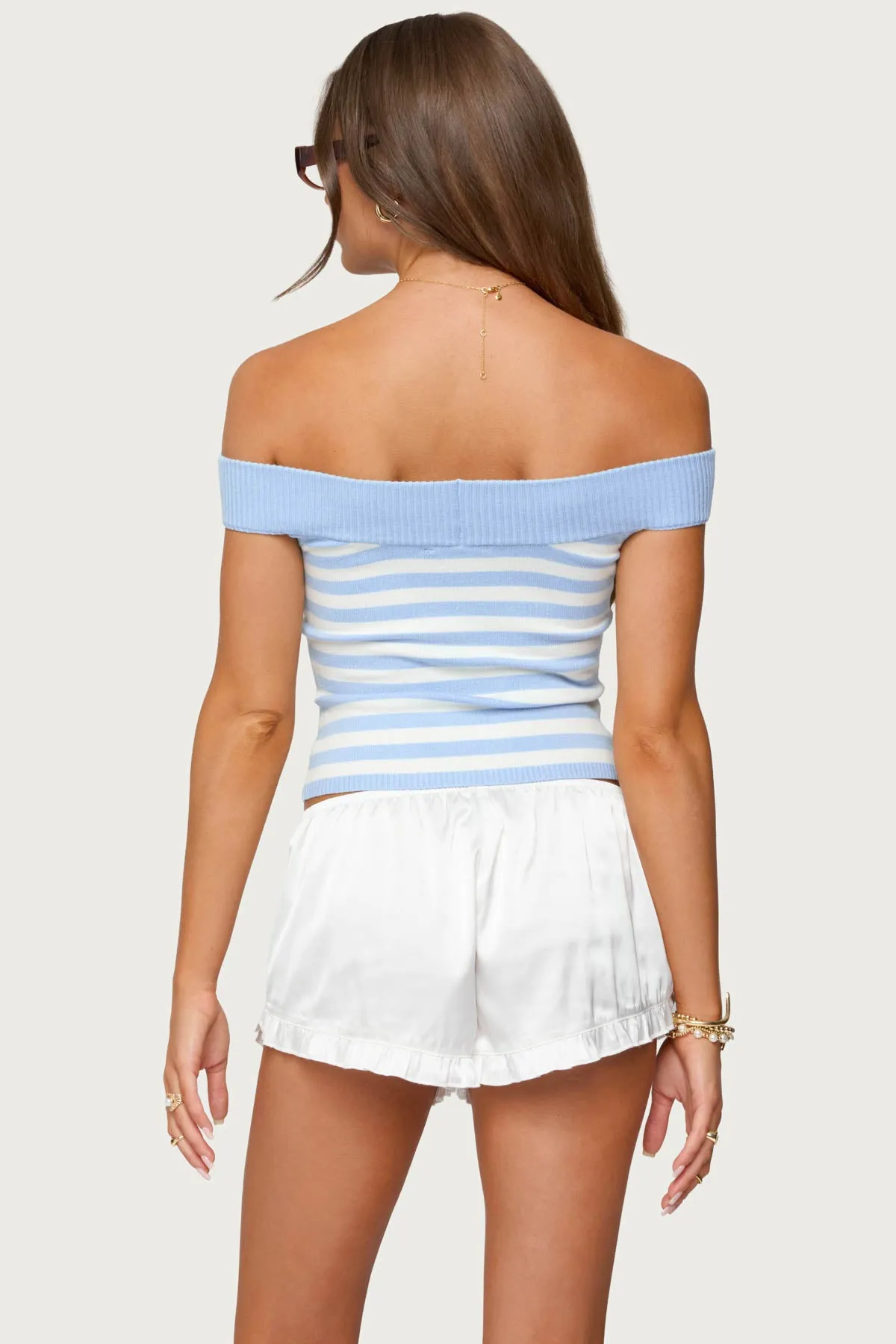 Deni Off Shoulder Striped Knit Top sold by Edikted product image thumbnail 5
