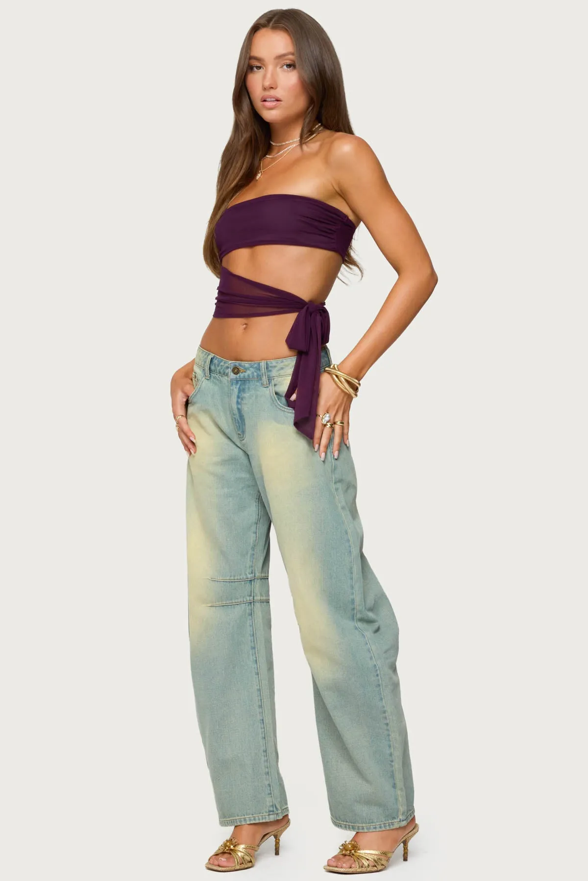 Amaro Strapless Side Tie Cut Out Top sold by Edikted product image thumbnail 4