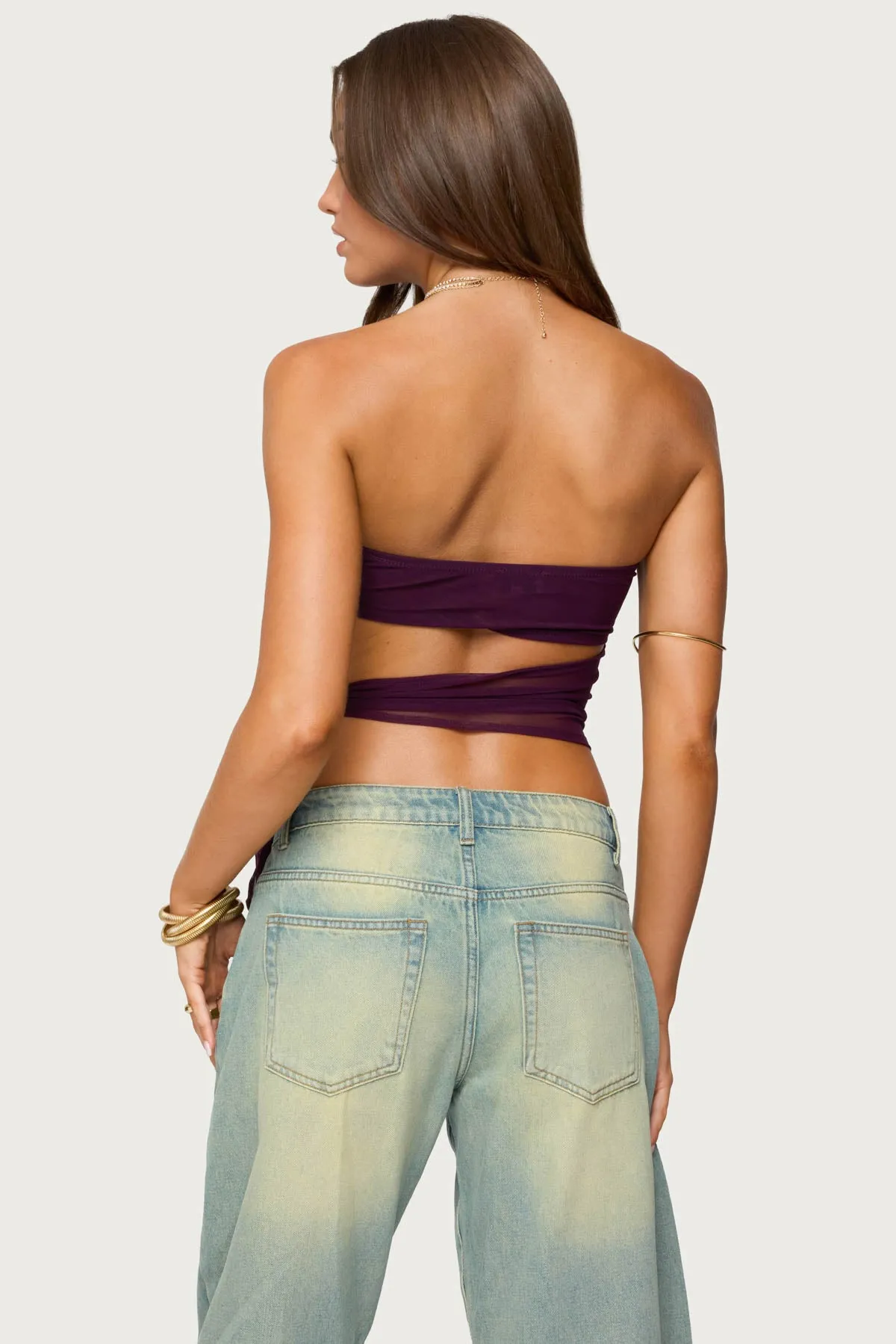 Amaro Strapless Side Tie Cut Out Top sold by Edikted product image thumbnail 5