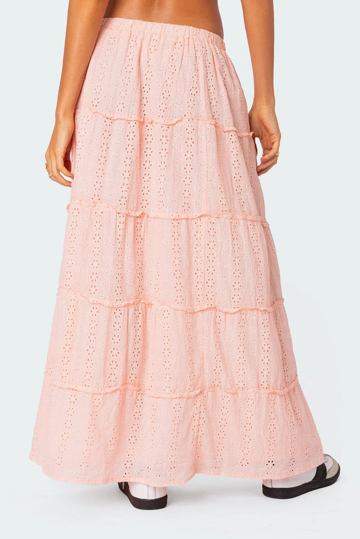Tiered Eyelet Slitted Maxi Skirt sold by Edikted product image thumbnail 5