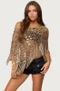 Fringe Sequin Crochet Poncho sold by Edikted