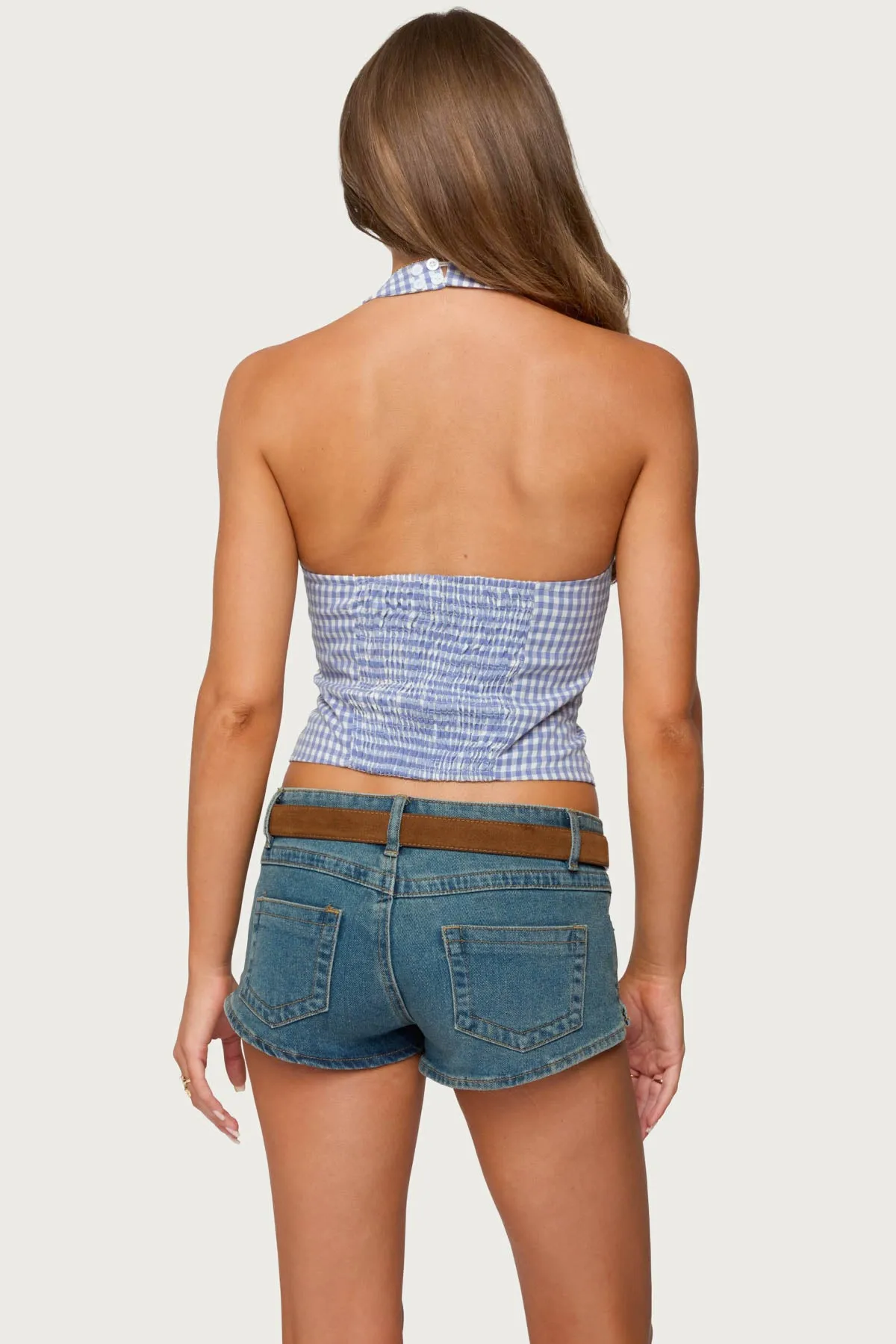 Evan Gingham Button Up Halter Top sold by Edikted product image thumbnail 5