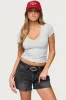 Moraya V Neck T Shirt sold by Edikted