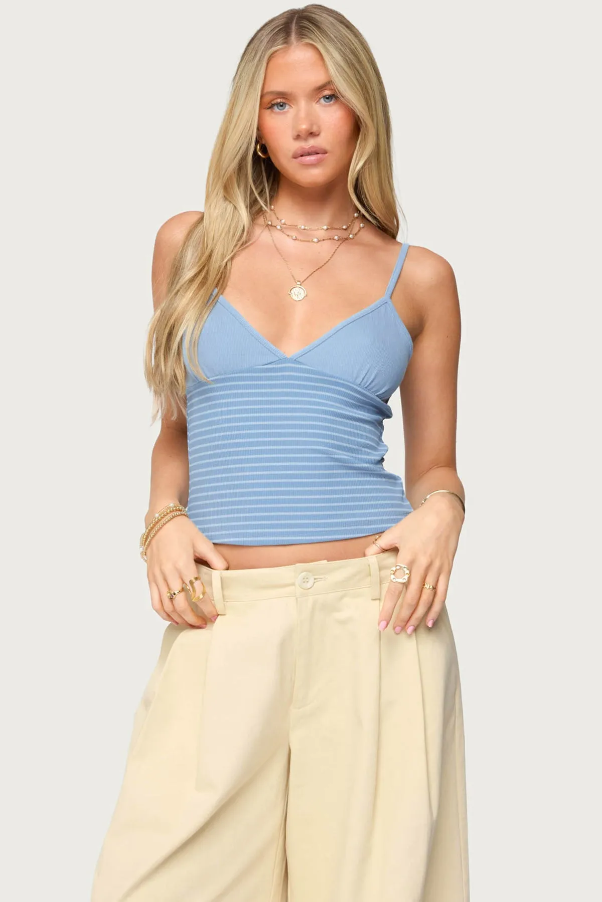 Hemsley Striped Ribbed Tank Top sold by Edikted