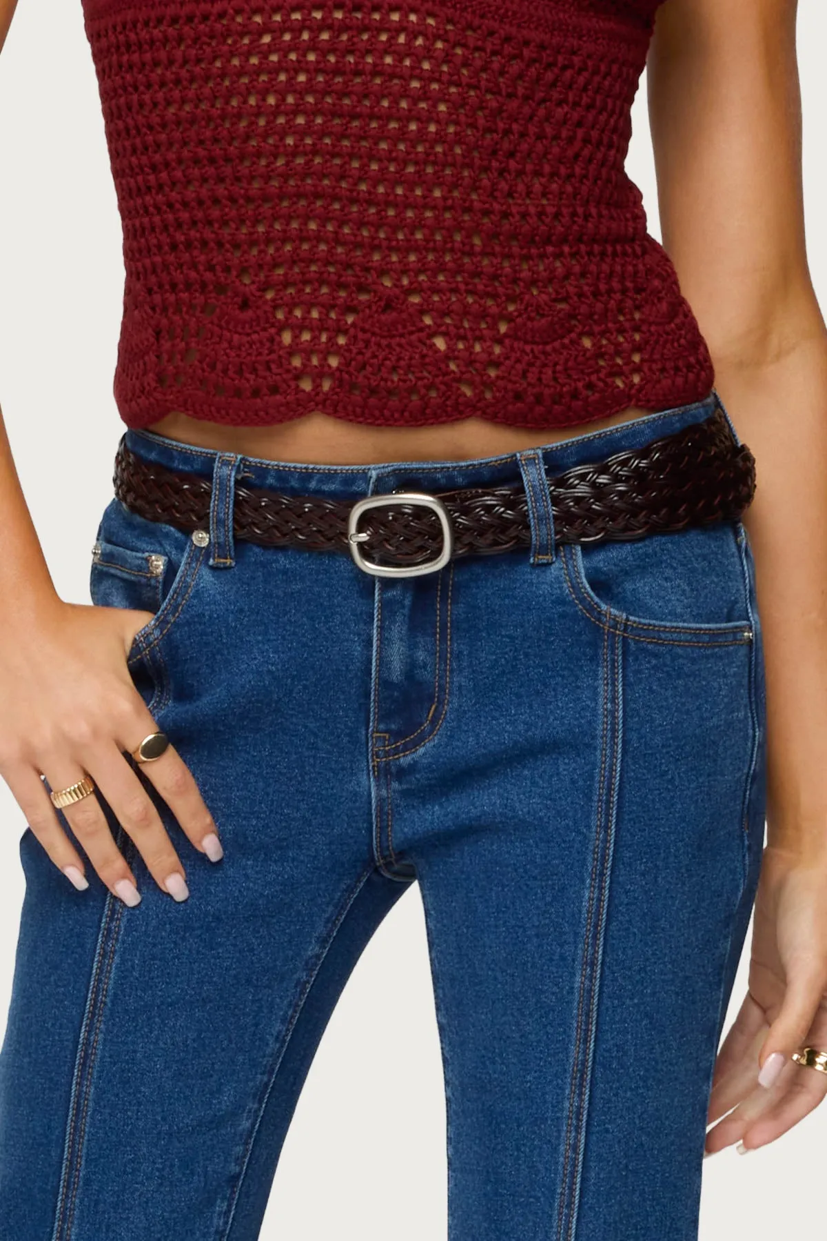 Woven Faux Leather Belt sold by Edikted