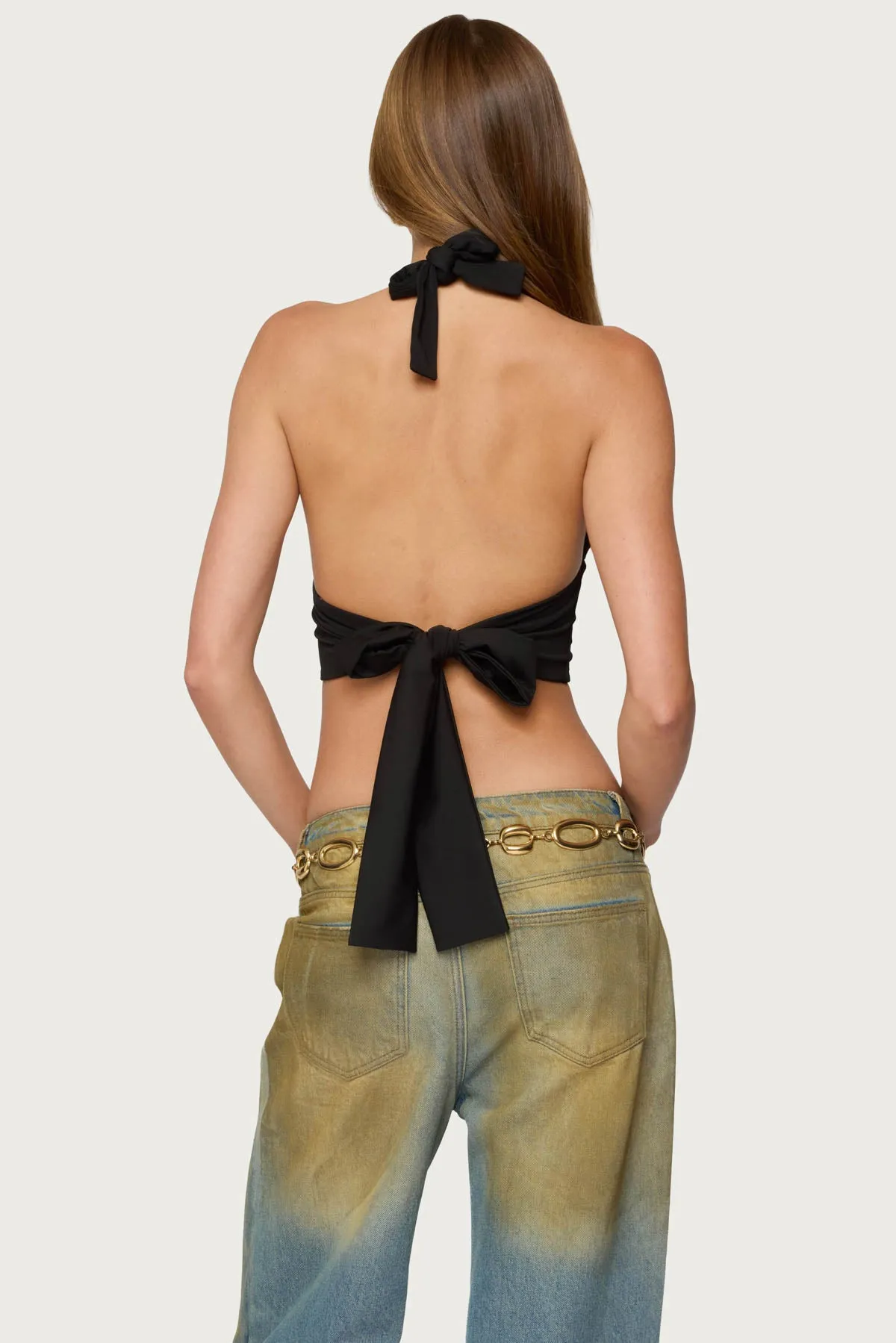 Aiva Backless Plunge Neck Halter Top sold by Edikted product image thumbnail 4