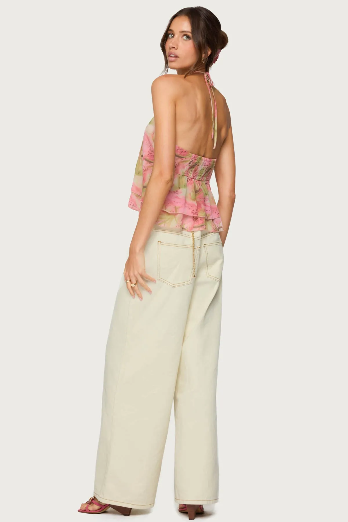 Dragon Lily Layered Chiffon Halter top sold by Edikted product image thumbnail 2