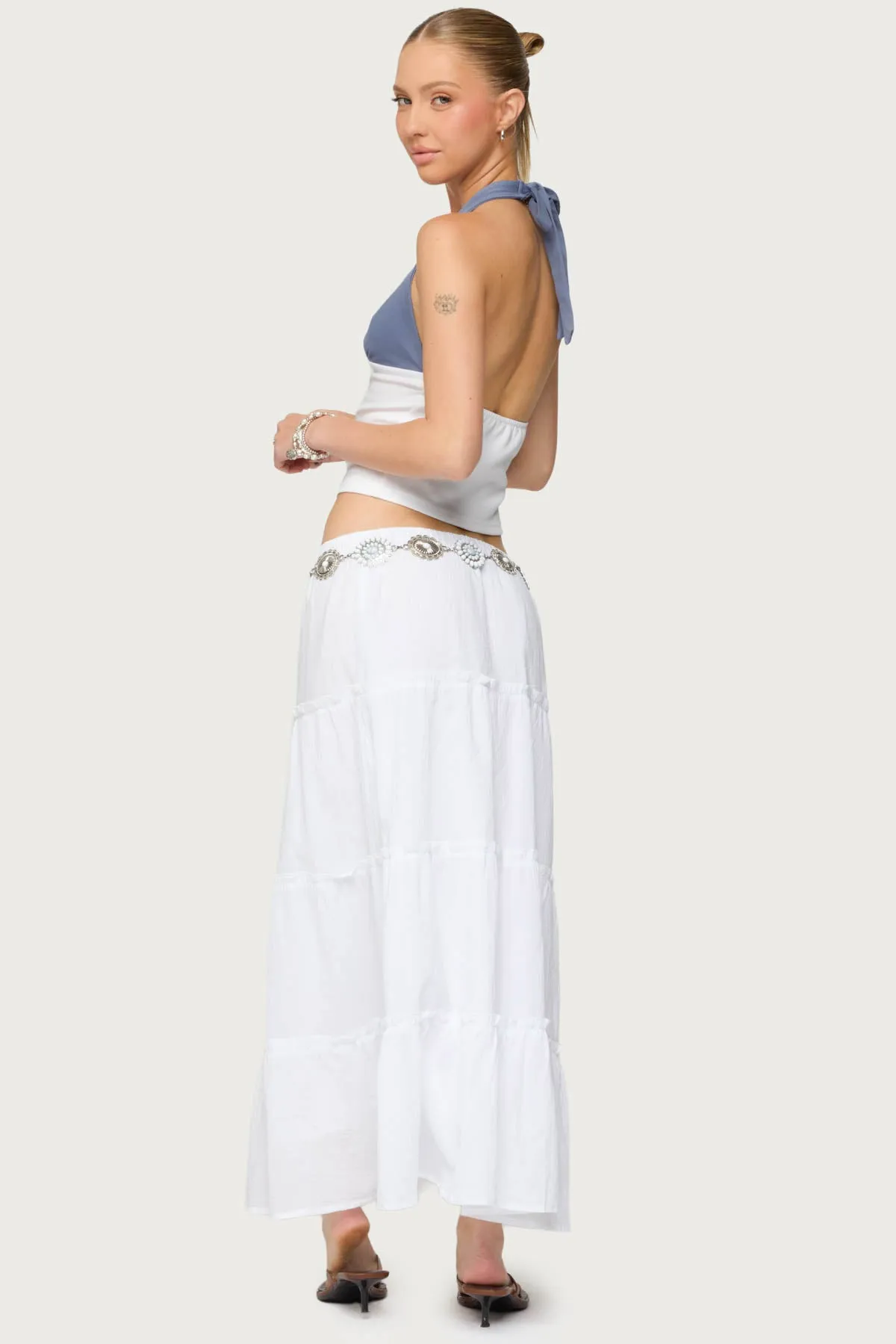 Petite Charlotte Tiered Maxi Skirt sold by Edikted product image thumbnail 4