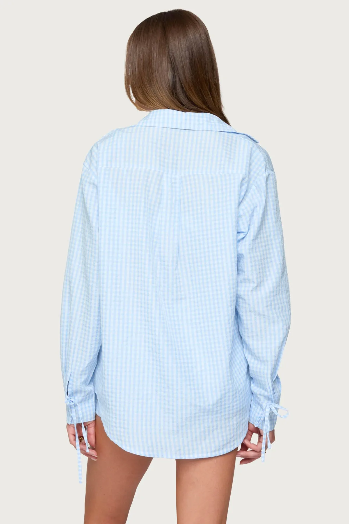 Yaffa Oversized Gingham Button Up Shirt sold by Edikted product image thumbnail 5