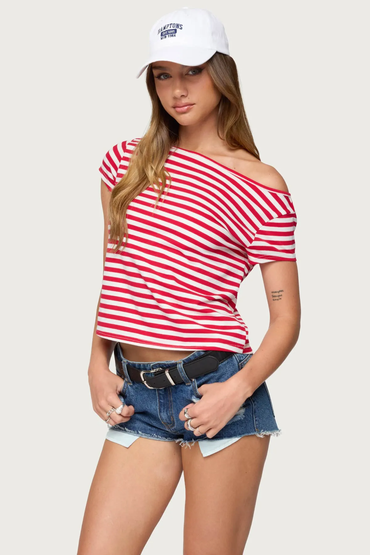 Aretha Striped Off Shoulder Top sold by Edikted product image thumbnail 3