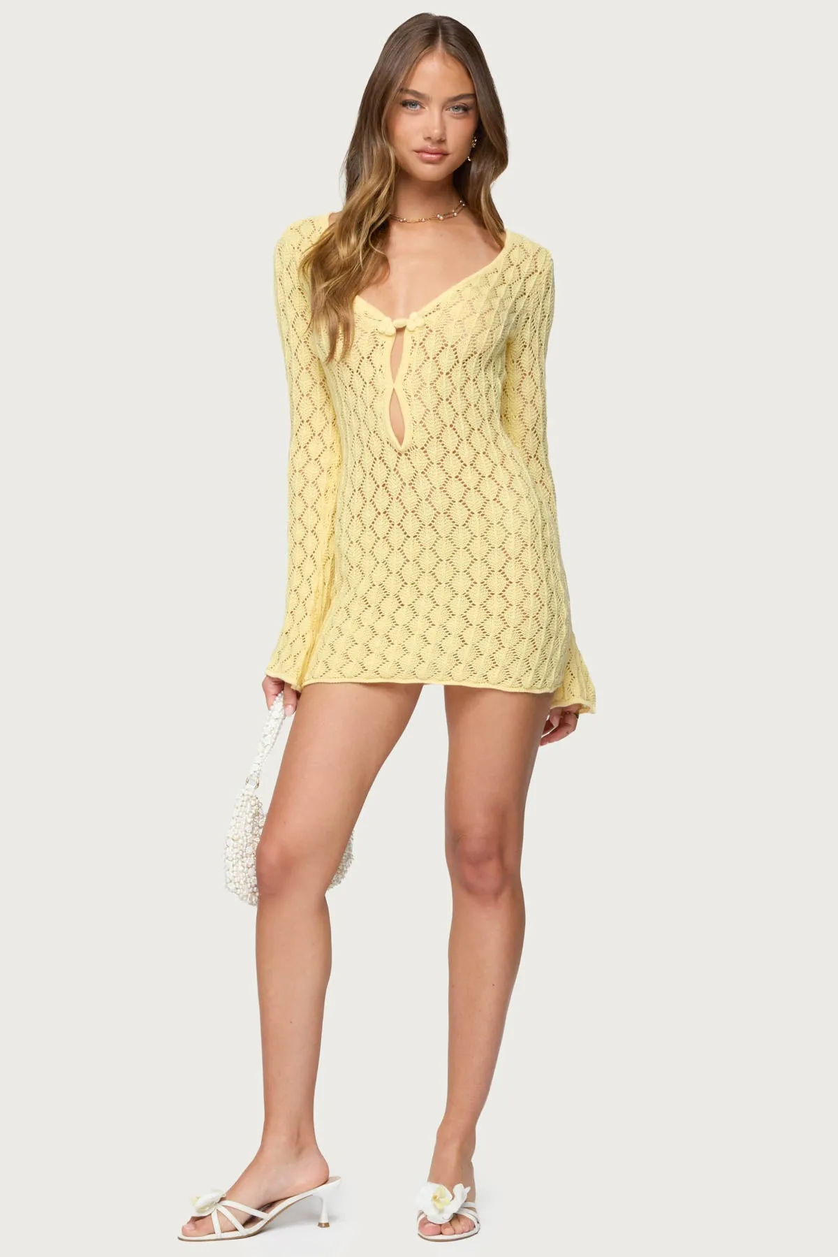 Brie Cut Out Crochet Mini Dress sold by Edikted