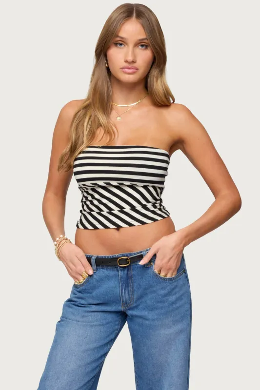 Betsana Striped Tube Top sold by Edikted