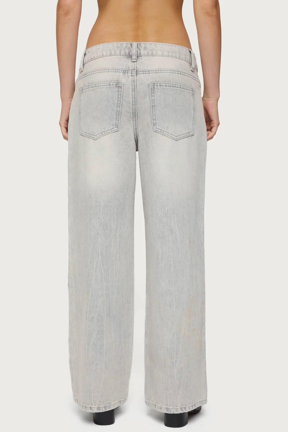 Petite Magda Acid Wash Low Rise Baggy Jeans sold by Edikted product image thumbnail 5
