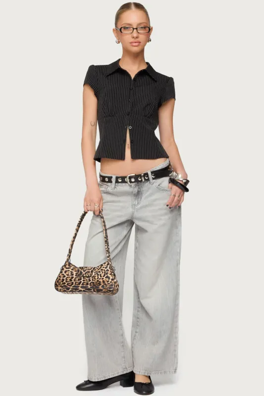 Petite Magda Low Rise Acid Wash Jeans sold by Edikted