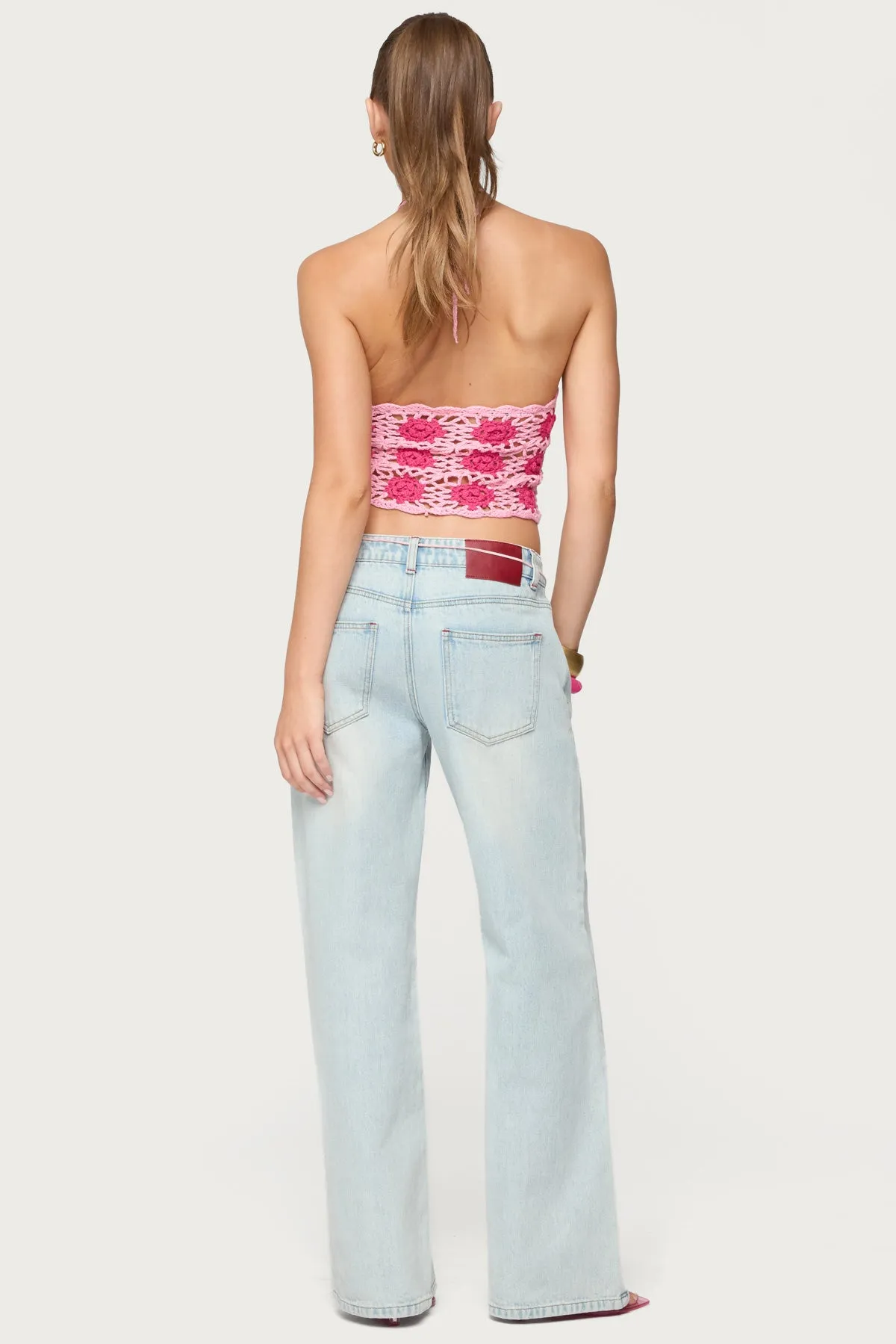 Contrast Floral Crochet Halter Top sold by Edikted product image thumbnail 5