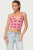 Contrast Floral Crochet Halter Top sold by Edikted
