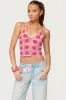 Contrast Floral Crochet Halter Top sold by Edikted