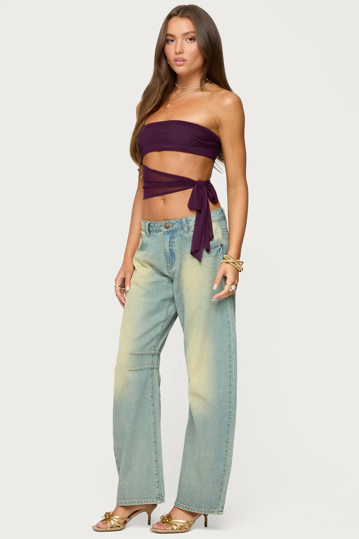 Cayden Washed Low Rise Barrel Jeans sold by Edikted product image thumbnail 3