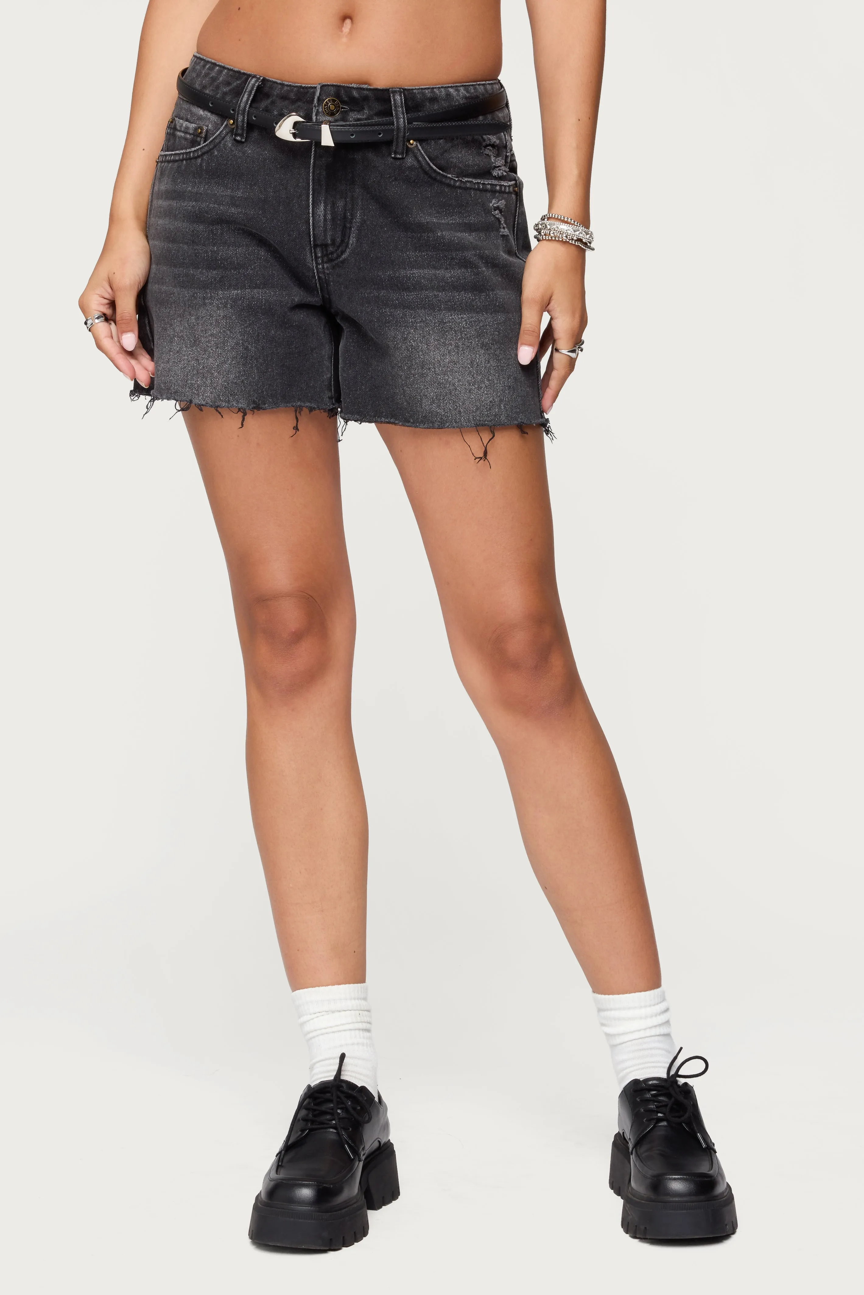 Scottie Low Rise Denim Shorts sold by Edikted product image thumbnail 4