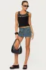 Ronan Zip Up Denim Mini Skort sold by Edikted