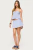Dora Striped Linen Look Mini Skirt sold by Edikted