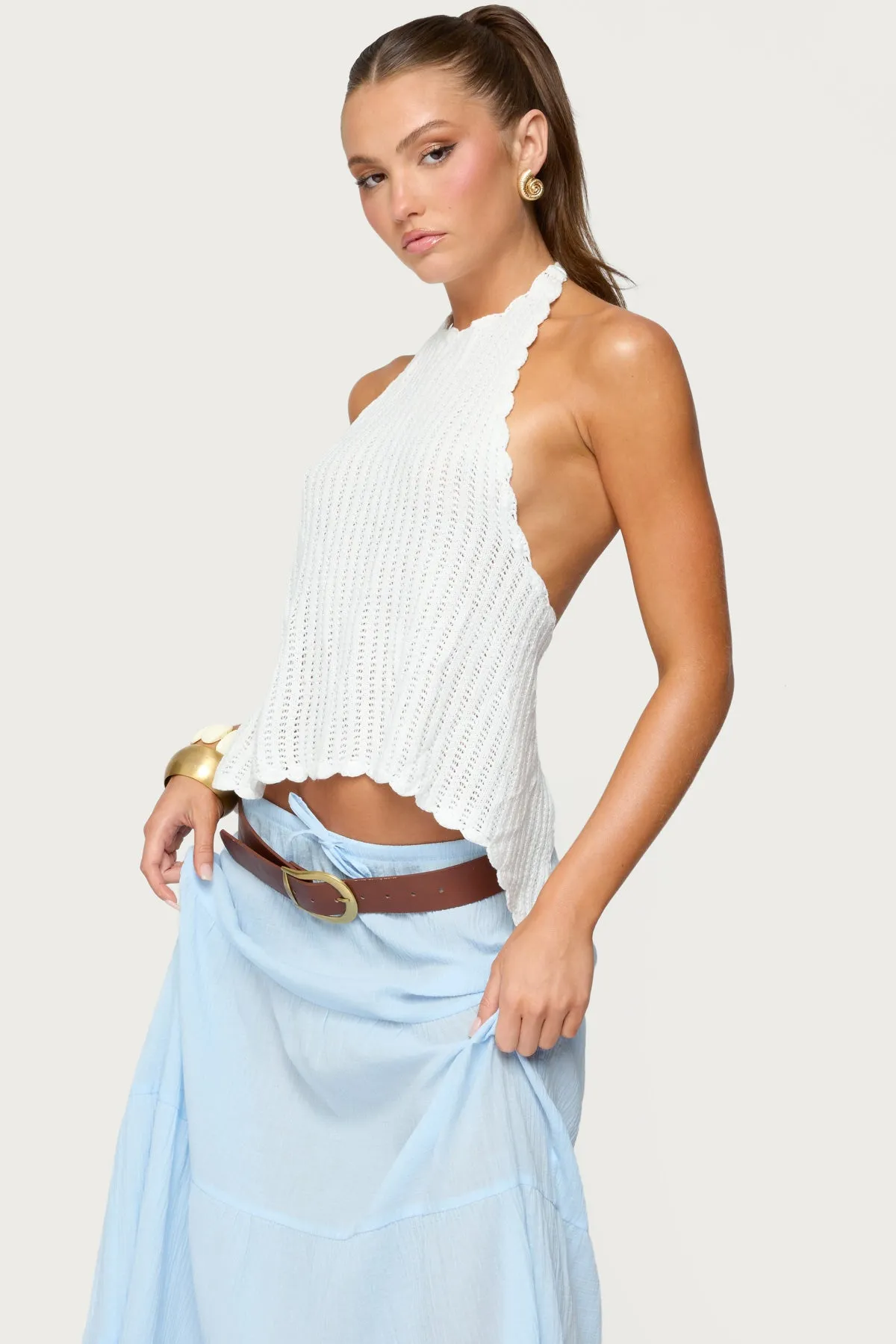 Ivey Backless Crochet Halter Top sold by Edikted product image thumbnail 4