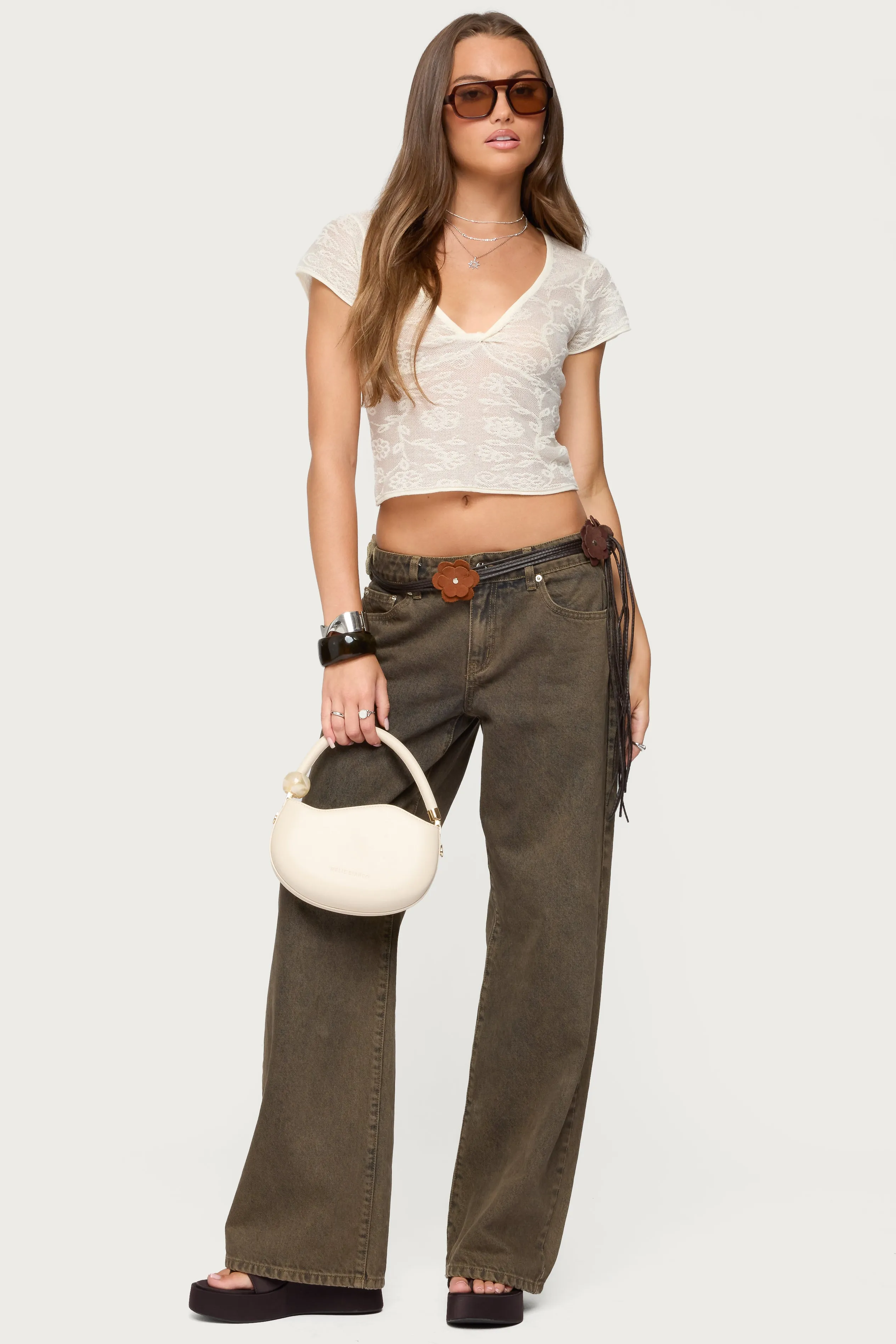 Kristal Twist Front V Neck Top sold by Edikted product image thumbnail 2