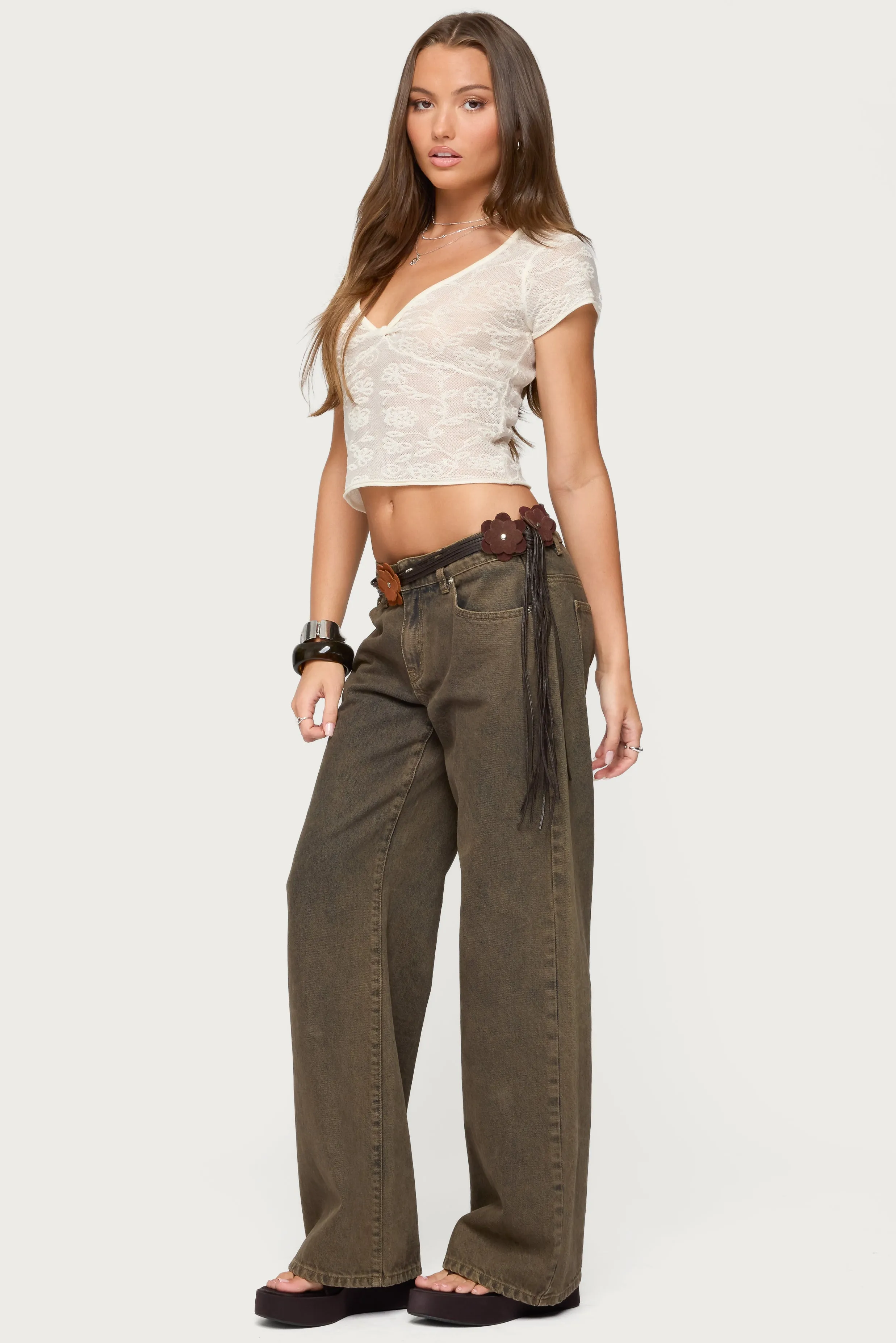 Kristal Twist Front V Neck Top sold by Edikted product image thumbnail 4