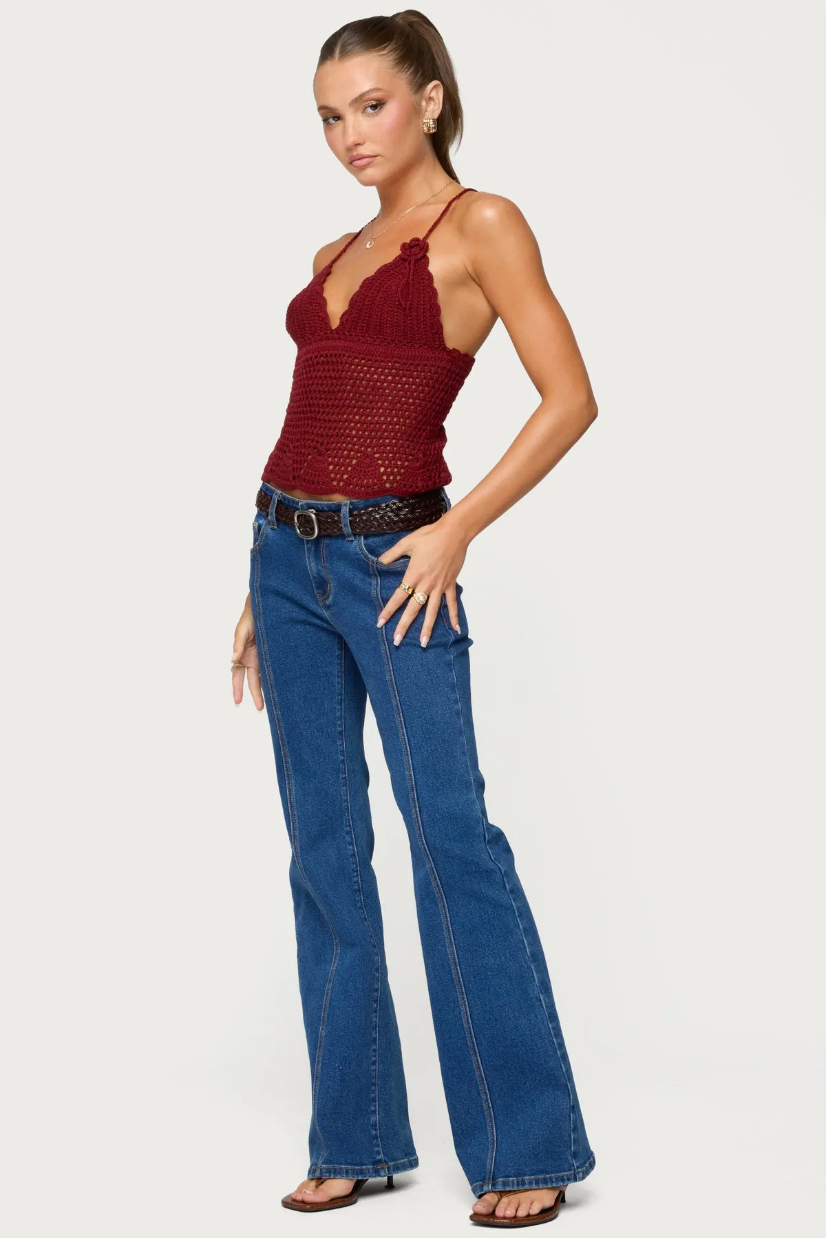 Delila Crochet V Neck Top sold by Edikted product image thumbnail 4