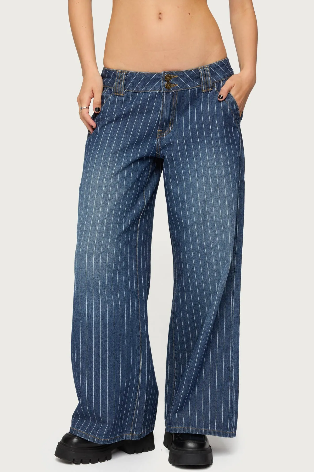 Petite Cory Striped Low Rise Jeans sold by Edikted product image thumbnail 2