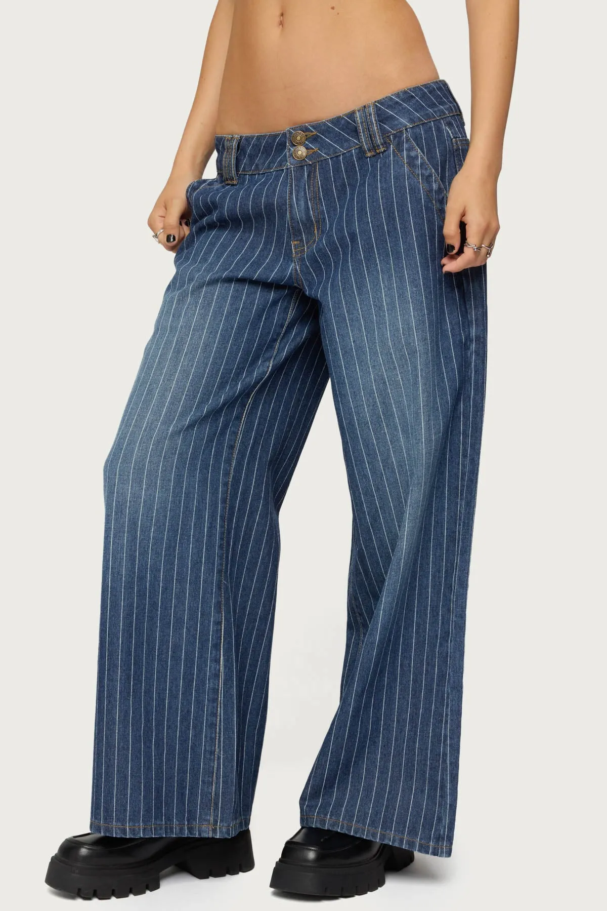 Petite Cory Striped Low Rise Jeans sold by Edikted product image thumbnail 4