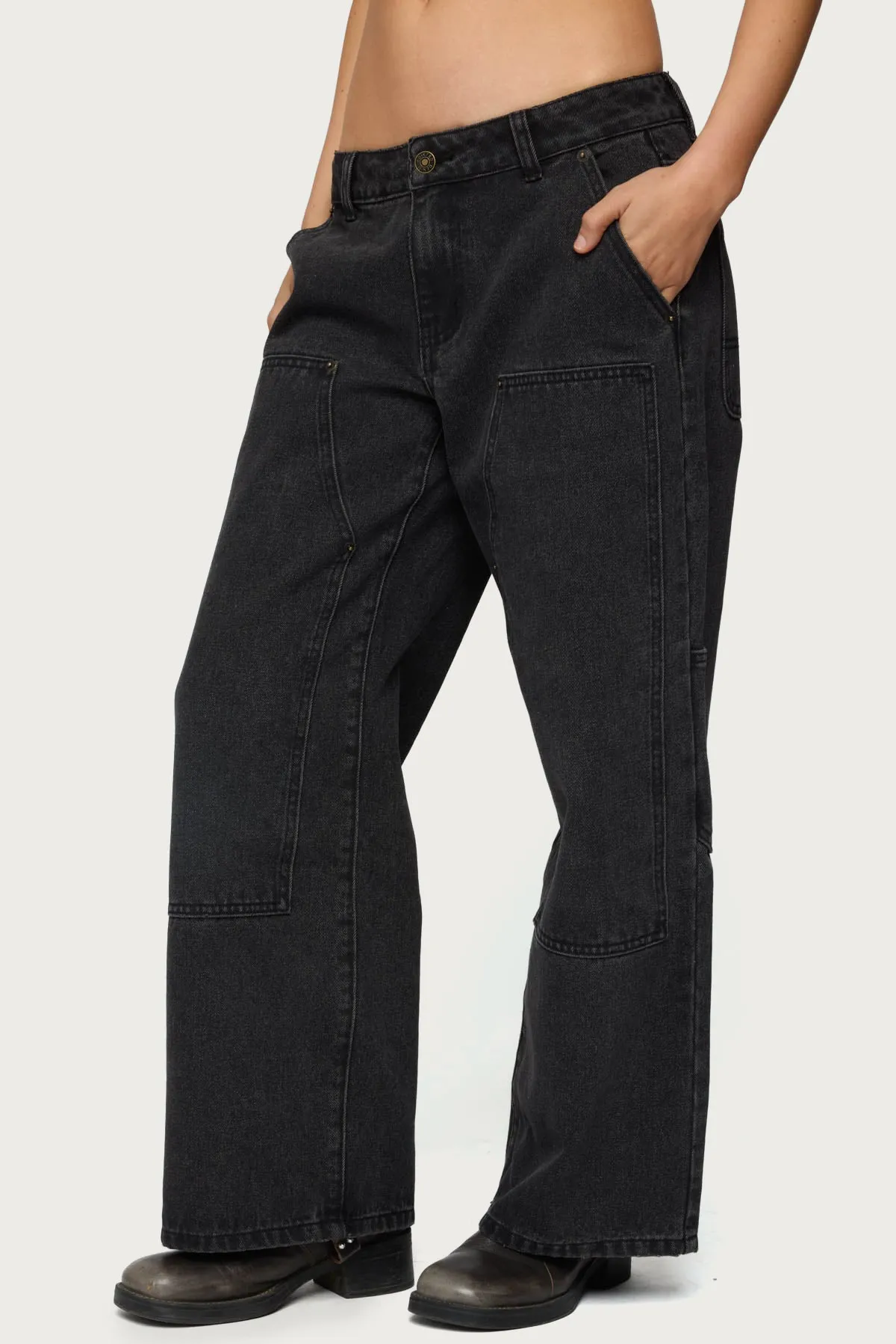Petite Ayla Low Rise Carpenter Jeans sold by Edikted product image thumbnail 4