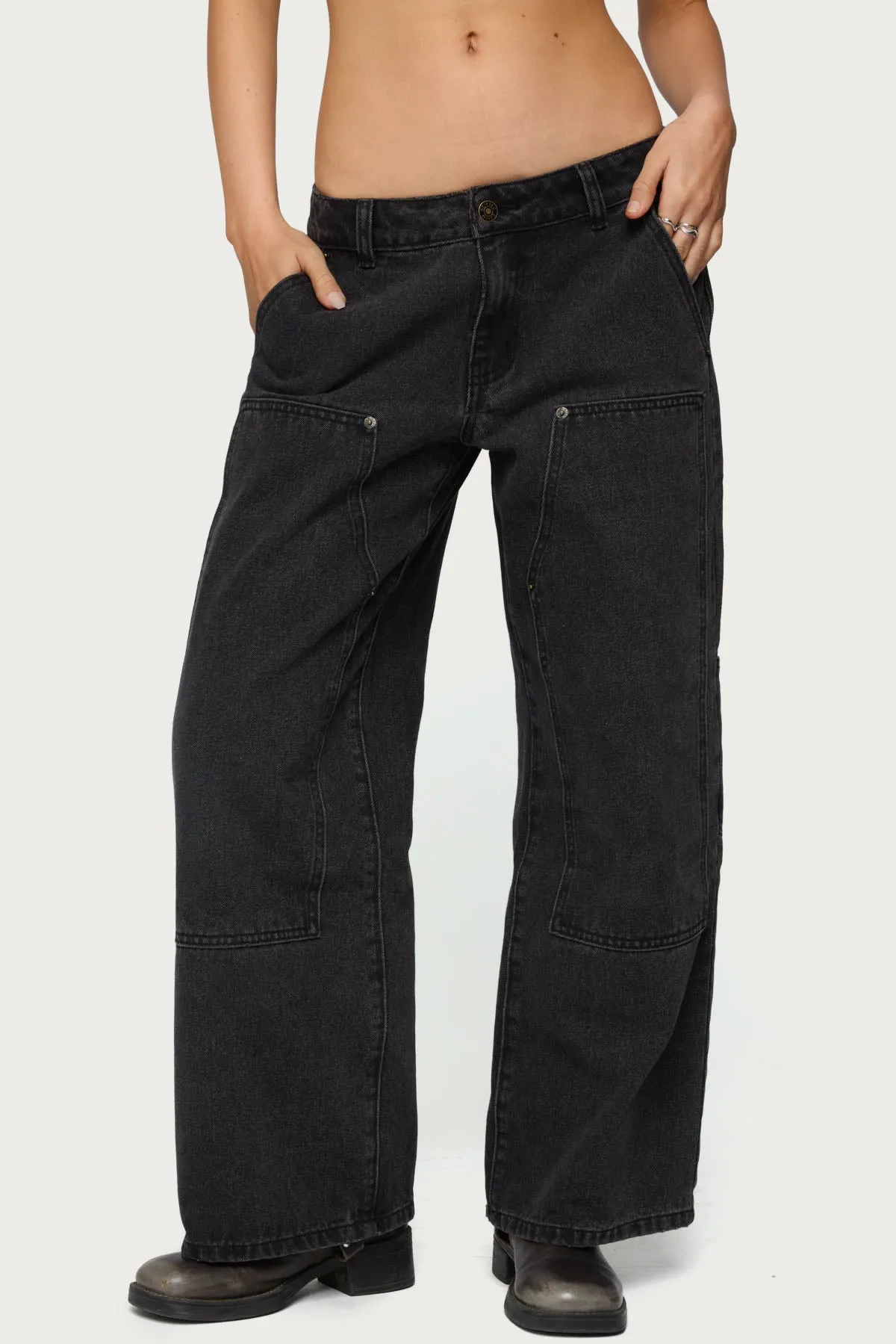 Petite Ayla Low Rise Carpenter Jeans sold by Edikted product image thumbnail 2