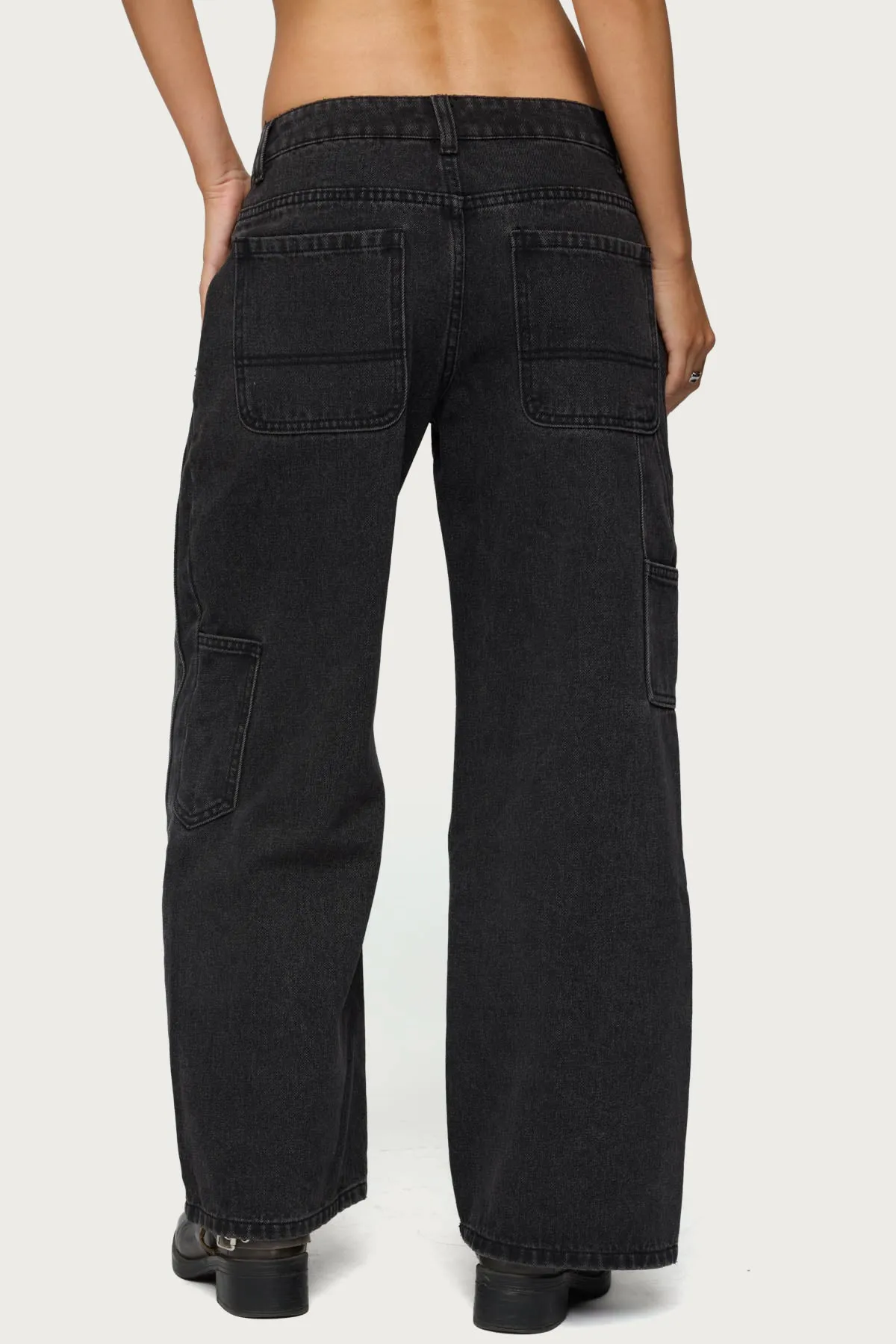 Petite Ayla Low Rise Carpenter Jeans sold by Edikted product image thumbnail 5